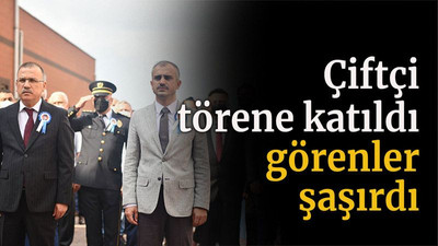 Çiftçi törene katıldı görenler şaşırdı